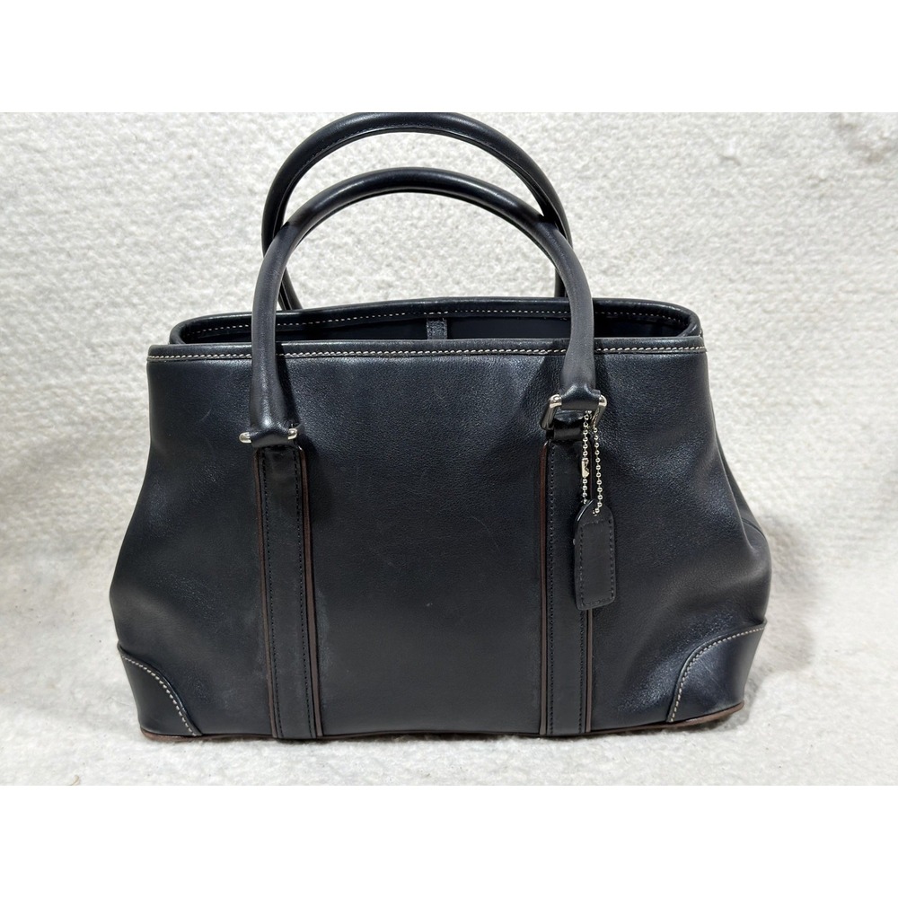 Vintage Coach 7366 Black Leather Satchel Tote Bag Y2K Quiet Luxury Classic